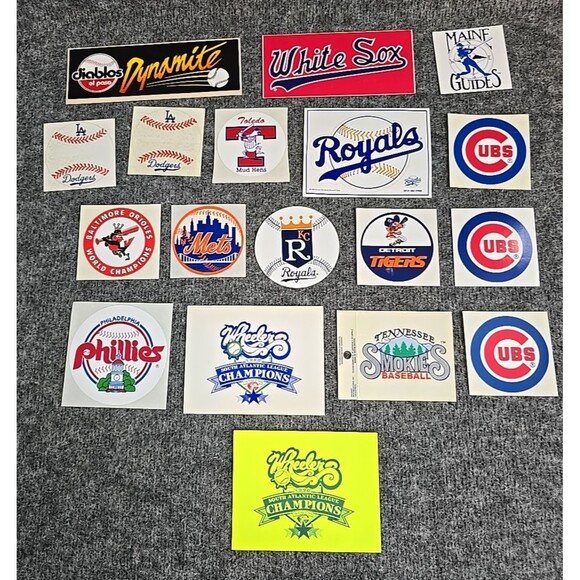 Vintage Decals Stickers Baseball Bumper Stickers Lot of 17 Stickers MLB Minor - Picture 1 of 7